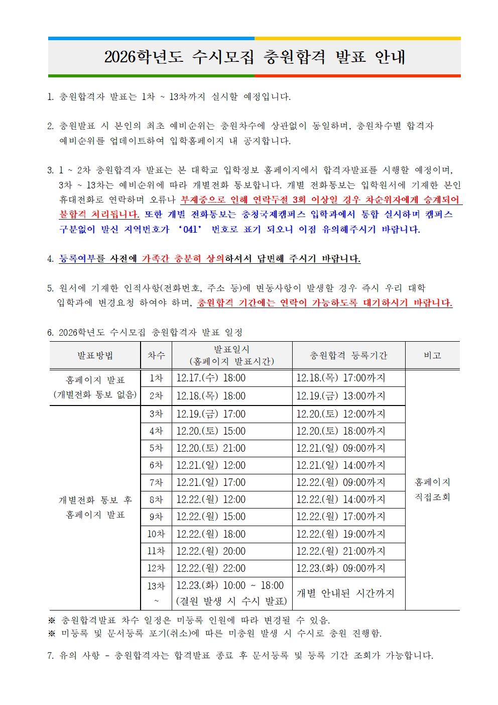 충원합격발표일정